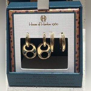 NWT House of Harlow 1960 Gold Earrings Duo